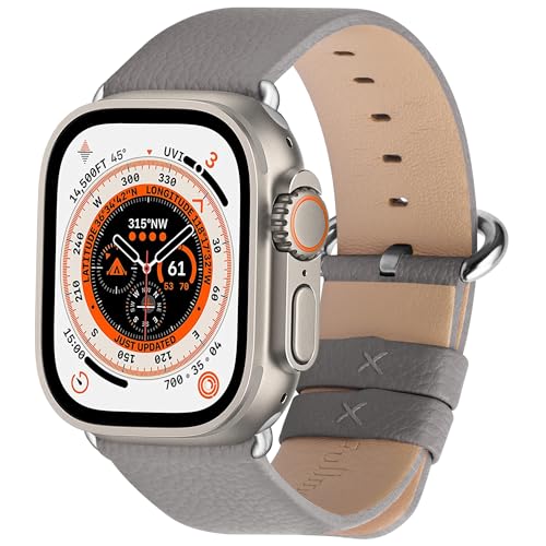Fullmosa Leather Bands Compatible with Apple Watch Band 42mm 41mm 40mm 38mm for Women Men, Top Grain Genuine Leather Strap for iWatch Series 11/10/9/8/7/6/5/4/3/2/1,SE3/2/1, Grey/Silver - Image 4