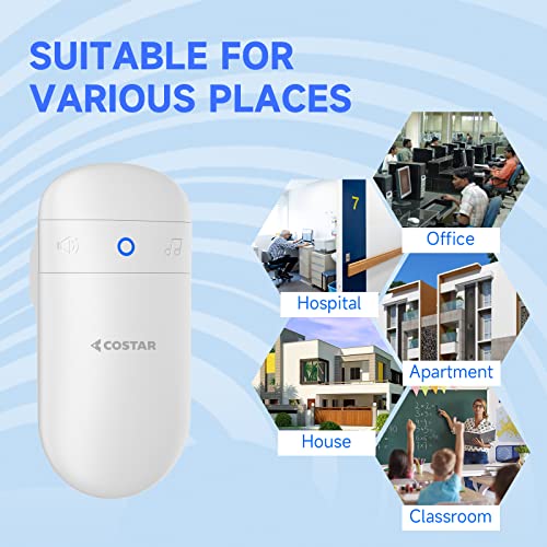 COSTAR Wireless Door Bell for Home Office with LED Light 300 Meter 1000 Feet Operating Range 32 Ringtones 5 Levels Volume, 2 Receiver and 1 Push Button Pebble T303 - Image 5