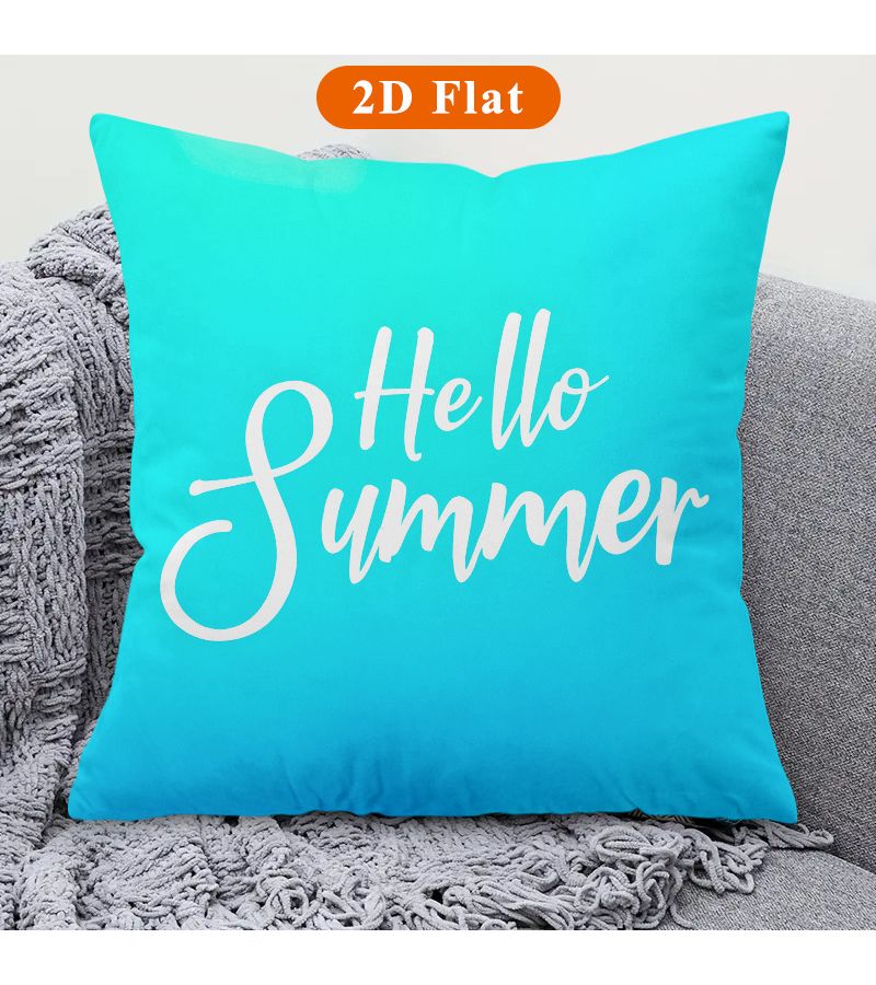 1pc Greetings Summer Square Vibrant Decorative Pillow Covers 18x18 Inch Double Side Print Featuring Zip Closure Perfect Decor For Living Room Bedroom Lounge Porch Terrace Pillow Insert Not Included - Image 1