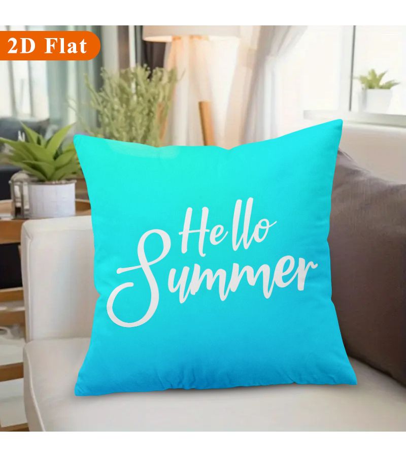 1pc Greetings Summer Square Vibrant Decorative Pillow Covers 18x18 Inch Double Side Print Featuring Zip Closure Perfect Decor For Living Room Bedroom Lounge Porch Terrace Pillow Insert Not Included - Image 2