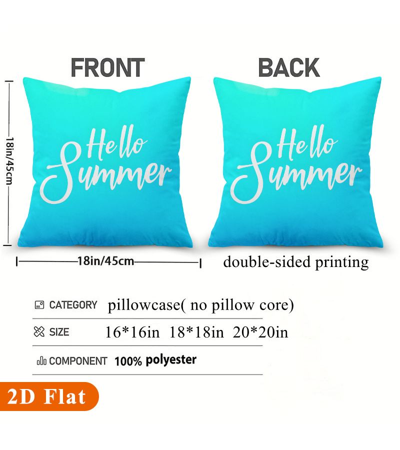 1pc Greetings Summer Square Vibrant Decorative Pillow Covers 18x18 Inch Double Side Print Featuring Zip Closure Perfect Decor For Living Room Bedroom Lounge Porch Terrace Pillow Insert Not Included - Image 3