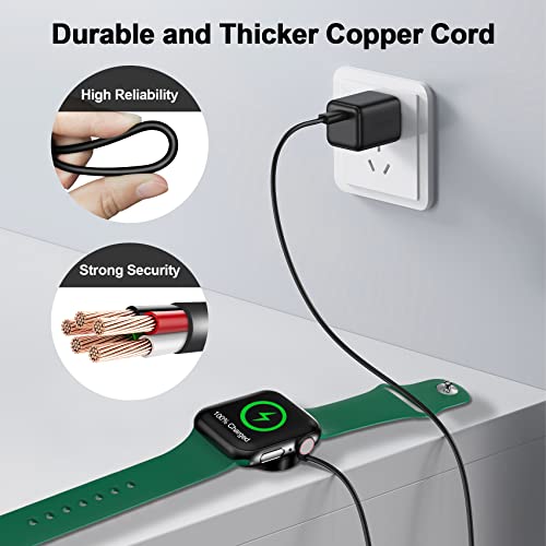 xiwxi 𝟐𝟎𝟐𝟓 𝐔𝐩𝐠𝐫𝐚𝐝𝐞𝐝 Magnetic Charging Cable for Apple Watch Charger,[USB C Port] Wireless Charger Cables Compatible with iWatch Series Ultra/10/9/8/7/6/SE/SE2/5/43.3FT/1M,Black - Image 4