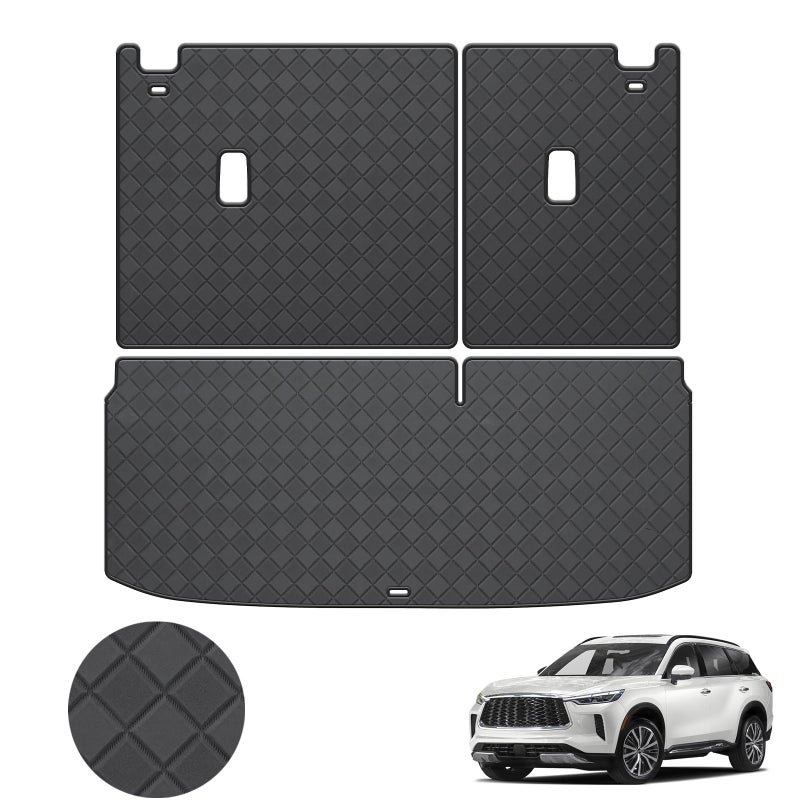 Cargo Mat Backrest Mat Fit for 20222025 Infiniti QX60 Leather Trunk Liner Back Seat Cover Protector All Weather Protection PU Leather Cargo Liner and Backrest Mat QX60 Accessories