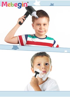 MEBEGIN 25 Pcs Barber Shop Pretend Play Set Shaving Toy for Boys, Beauty Hair Salon Toy Kit with Realistic Hairdryer,Mirror, Scissors Styling Accessories,Toddler Shaving Kit and Styling Toy Set  Birthday Gift  - Image 5
