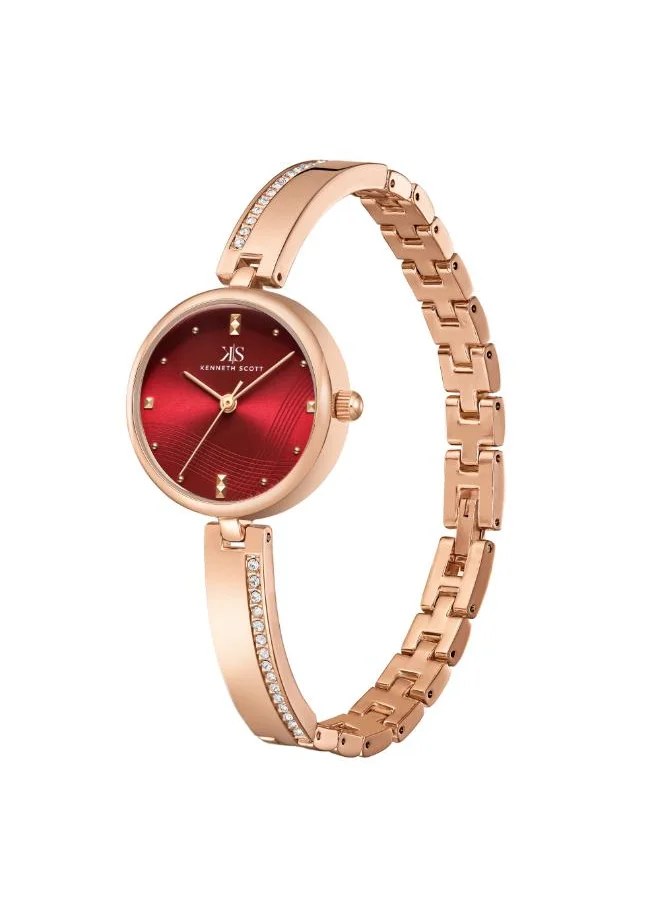 KENNETH SCOTT Kenneth Scott K23506-RBKR Women's Analog Display Watch & Alloy Strap Rose Gold