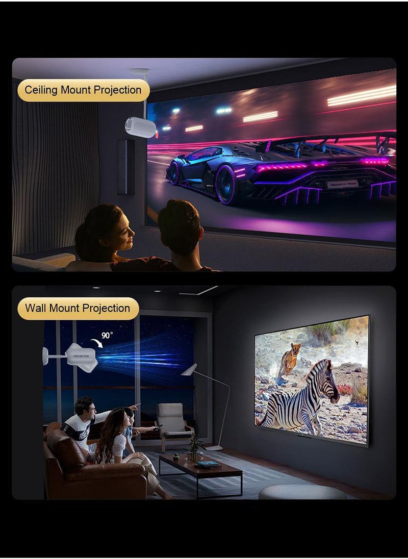 LCD Projector with Bracket - Support HD 1080P/2K/4K - Support 120 Inches - Smart Projector with Dual-band Wifi 6 and Bluetooth - Android 11 - Portable Mobile Home Theater - Suitable for Games, Office, Movies