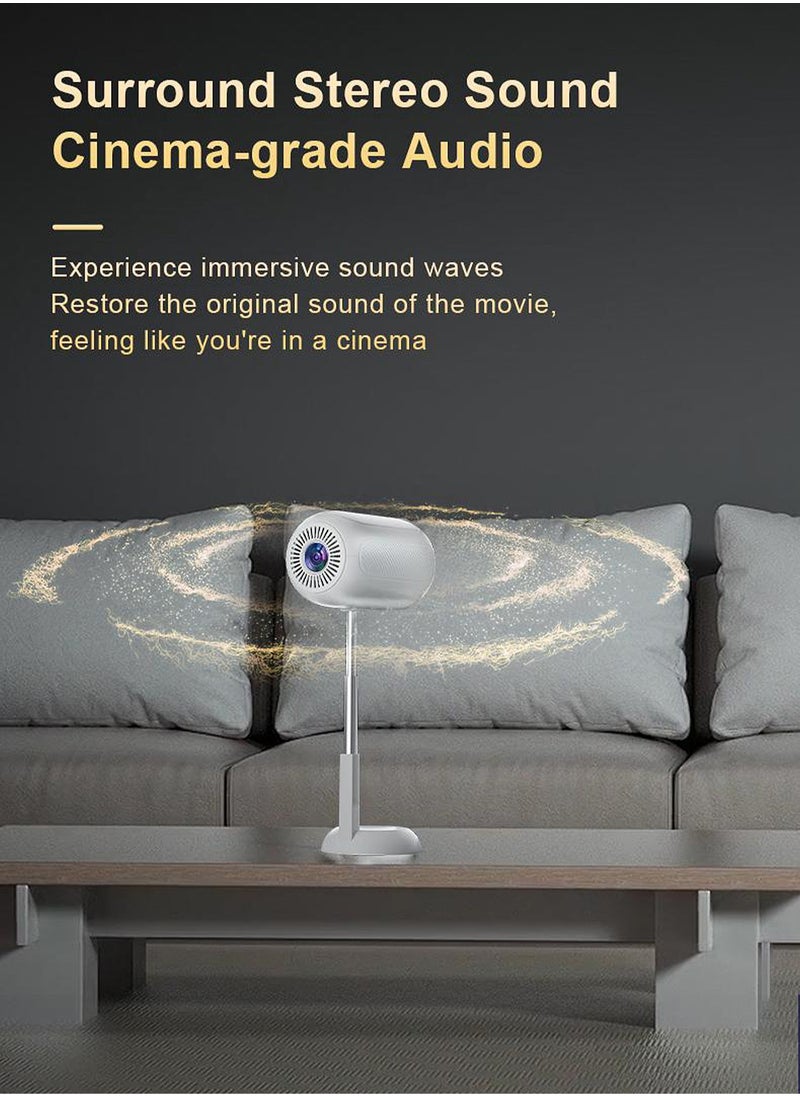 LCD Projector with Bracket - Support HD 1080P/2K/4K - Support 120 Inches - Smart Projector with Dual-band Wifi 6 and Bluetooth - Android 11 - Portable Mobile Home Theater - Suitable for Games, Office, Movies