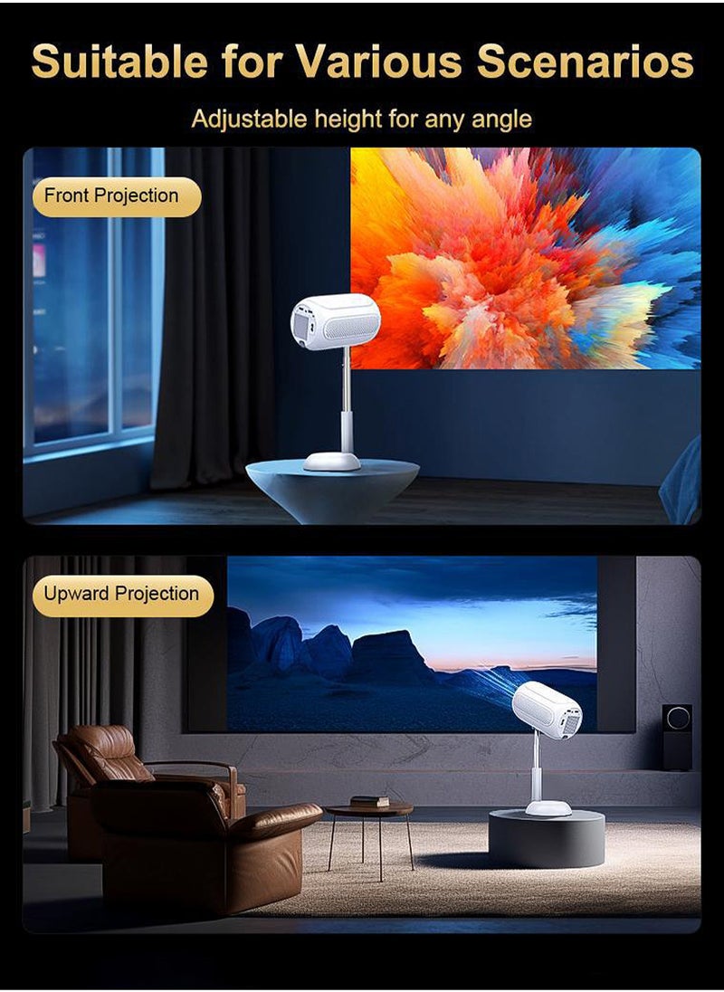 LCD Projector with Bracket - Support HD 1080P/2K/4K - Support 120 Inches - Smart Projector with Dual-band Wifi 6 and Bluetooth - Android 11 - Portable Mobile Home Theater - Suitable for Games, Office, Movies