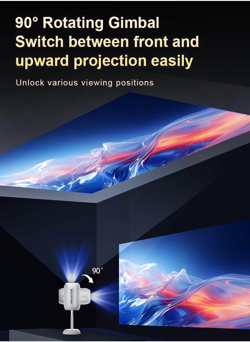 LCD Projector with Bracket - Support HD 1080P/2K/4K - Support 120 Inches - Smart Projector with Dual-band Wifi 6 and Bluetooth - Android 11 - Portable Mobile Home Theater - Suitable for Games, Office, Movies