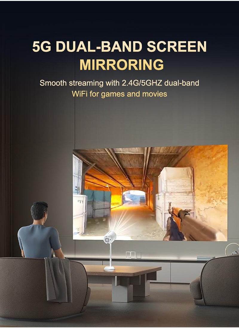 LCD Projector with Bracket - Support HD 1080P/2K/4K - Support 120 Inches - Smart Projector with Dual-band Wifi 6 and Bluetooth - Android 11 - Portable Mobile Home Theater - Suitable for Games, Office, Movies