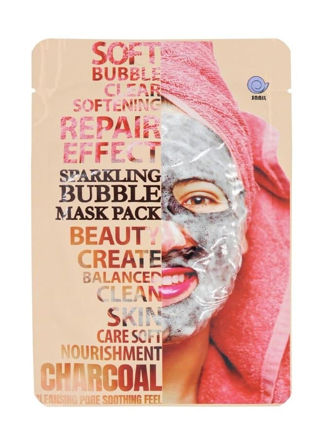 سنايل مجموعة أقنعة مكونة من 5 قطع قناع الفقاعات المتلألئة للعناية بالبشرة المتوازنة والنقية والتغذية الناعمة بالفحم 23*3 مل - Image 3