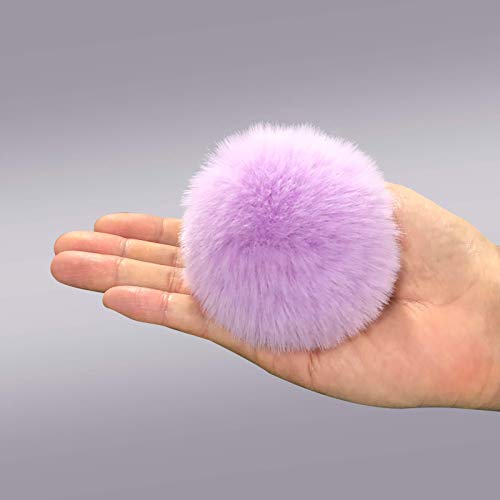 Cityelf Cute Faux Rabbit Fur Ball Pom Pom Keychain Car Key Ring Handbag Tote Bag Pendant Purse Charm (Lightpurple) - Image 2