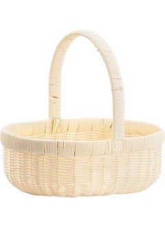 Synthetic Wicker Cream Oval Picnic Basket Without Lid 30X24X12CM