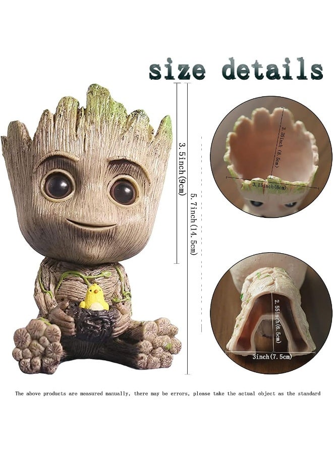 Unique shape Baby Groot Succulents Pot, Cute Succulent Pot Flower Succulent Planters Live, Baby Groot Flower Pot Pencil Pen Holder Gift for Kids, Pack of 1 (Design 5)