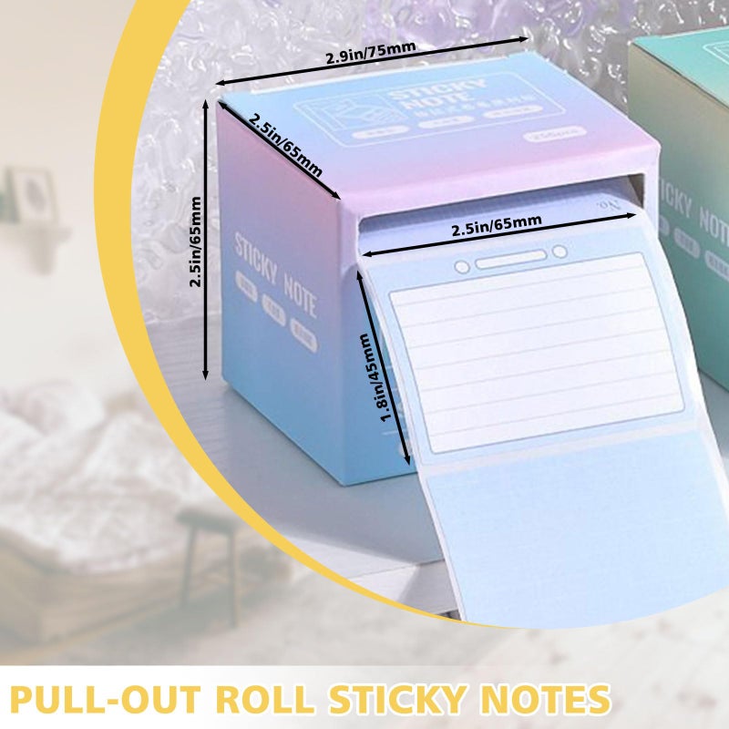 Bagentry 2 Sticky Full Adhesive Notes Roll Tape with Pull Out Dispenser Boxes, 512 Sheets Sticky Notes 1.7 x 2.4 Inch, Self-Stick Memo Pads Sticker Label for Noting Writing (Purple & Pink) - Image 2