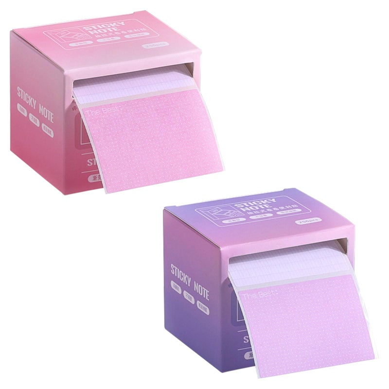 Bagentry 2 Sticky Full Adhesive Notes Roll Tape with Pull Out Dispenser Boxes, 512 Sheets Sticky Notes 1.7 x 2.4 Inch, Self-Stick Memo Pads Sticker Label for Noting Writing (Purple & Pink) - Image 1