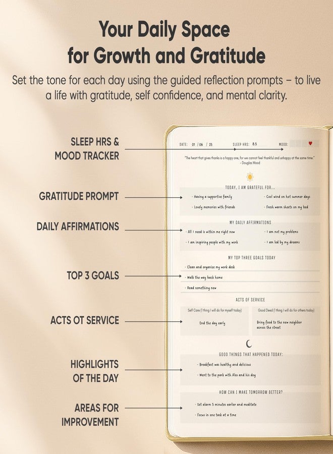 PRODUCTIVITY STORE Gratitude & Self-Care Journal - Guided Mindfulness & Mental Health Journal All-in-One with Prompts for Self Discovery - Daily Journal for Men & Women by PRODUCTIVITY STORE (A5, Cream) - Image 4