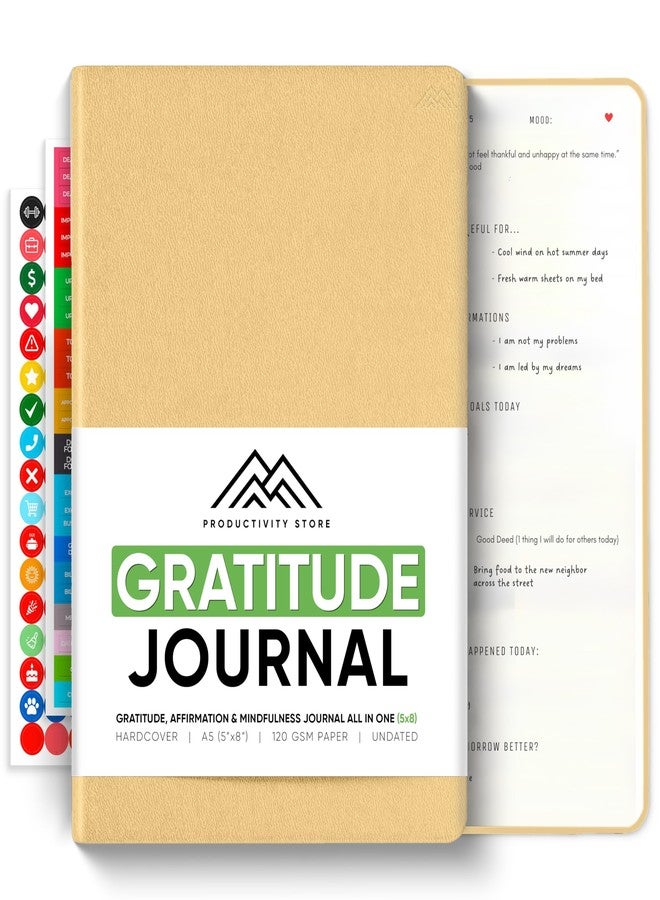 PRODUCTIVITY STORE Gratitude & Self-Care Journal - Guided Mindfulness & Mental Health Journal All-in-One with Prompts for Self Discovery - Daily Journal for Men & Women by PRODUCTIVITY STORE (A5, Cream) - Image 1