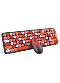 T-WOLF Wireless Keyboard and Mouse 2.4G Keyboard Wireless With Colorful 105 Keys Typewriter Retro Round Keycap For PC Laptop Tablet Computer Windows Black  - Image 1