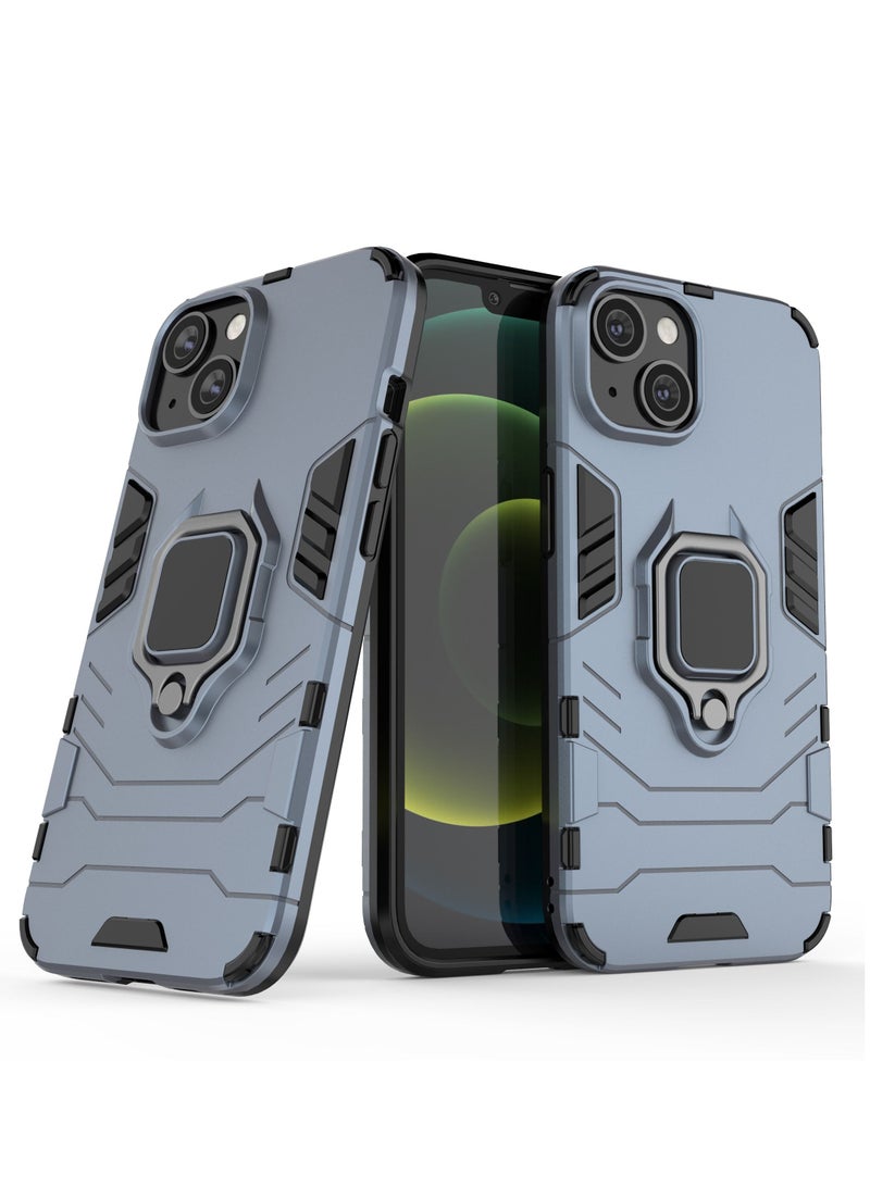 Blue Protective Case Cover With Finger Ring Holder For iPhone - Image 2