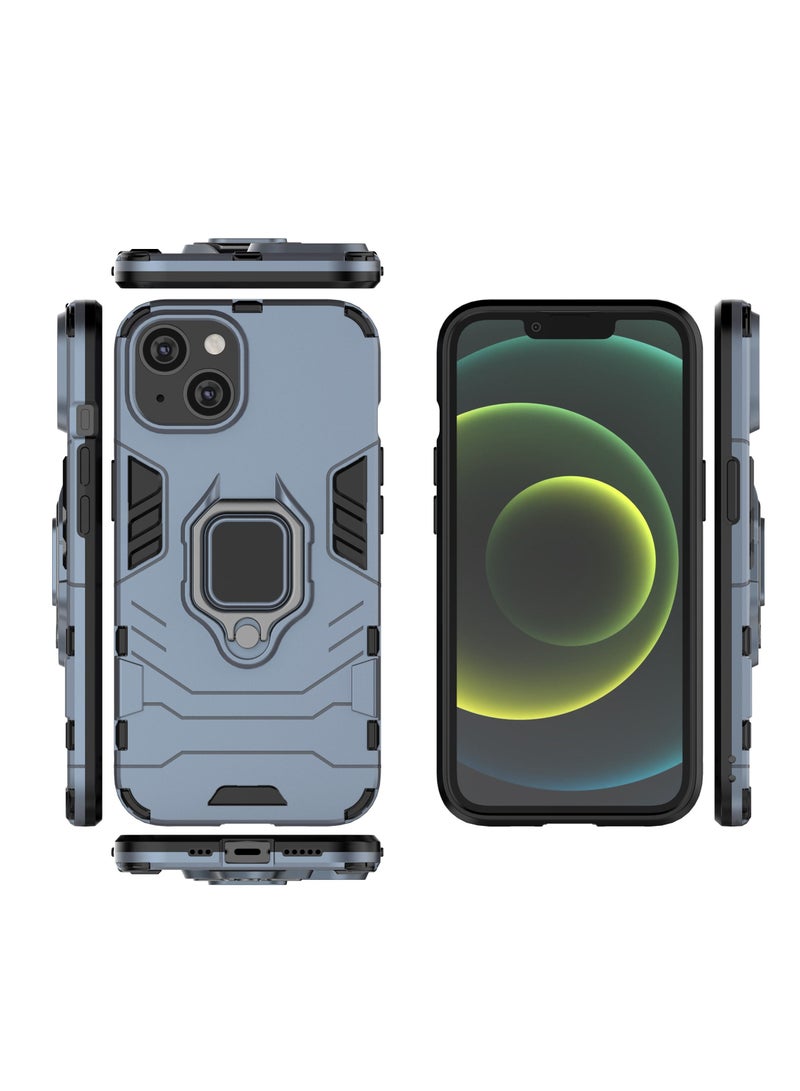 Blue Protective Case Cover With Finger Ring Holder For iPhone - Image 3