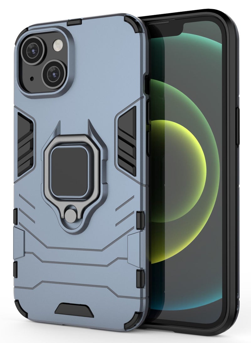 Blue Protective Case Cover With Finger Ring Holder For iPhone - Image 1