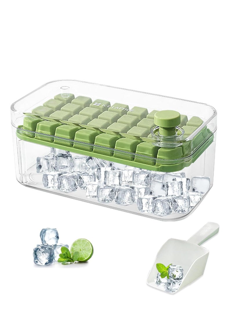 Vparty Ice Cube Tray with Lid and Bin – 32-Piece Easy-Release Ice Mold, 1 Tray for Whiskey, Cocktails, and Drinks – BPA-Free, Durable Plastic, Non-Stick, Stackable, Leak-Proof, Space-Saving Design, Ideal for Freezer Use, Dishwasher Safe, Perfect for Home Bar, Parties, Beverage Cooling, and Smooth Ice Cubes for Drinks, Easy Ice Removal, Flexible Tray  - Image 1