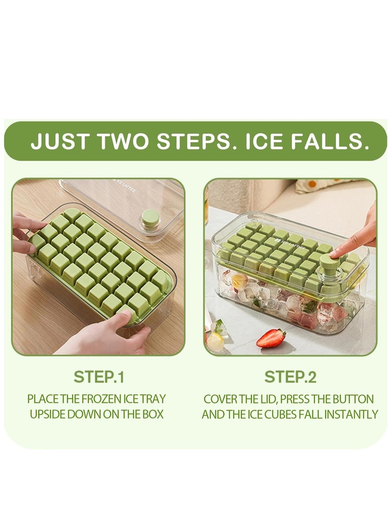 Vparty Ice Cube Tray with Lid and Bin – 32-Piece Easy-Release Ice Mold, 1 Tray for Whiskey, Cocktails, and Drinks – BPA-Free, Durable Plastic, Non-Stick, Stackable, Leak-Proof, Space-Saving Design, Ideal for Freezer Use, Dishwasher Safe, Perfect for Home Bar, Parties, Beverage Cooling, and Smooth Ice Cubes for Drinks, Easy Ice Removal, Flexible Tray  - Image 2