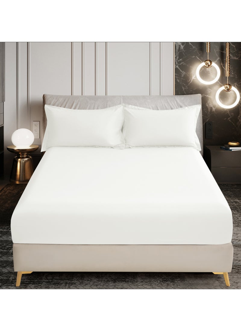 Donetella Bedding Fitted Sheet - Fits 90x190 Cm Bed For Single Bed 2 Pcs (1 Fitted Sheet and 1 Pillowcase) - 30 Cm Deep Pocket - Solid Bed Sheet  - Image 1