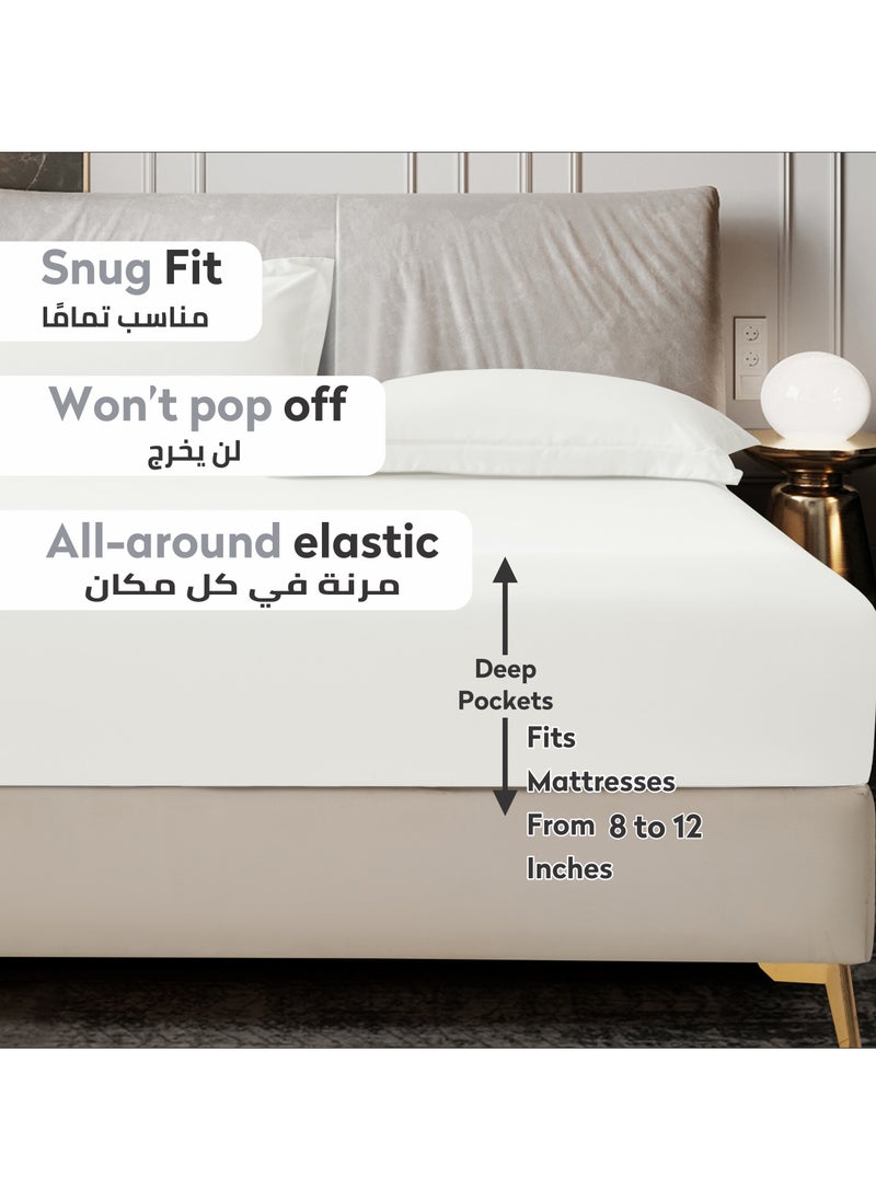 Donetella Bedding Fitted Sheet - Fits 90x190 Cm Bed For Single Bed 2 Pcs (1 Fitted Sheet and 1 Pillowcase) - 30 Cm Deep Pocket - Solid Bed Sheet  - Image 2