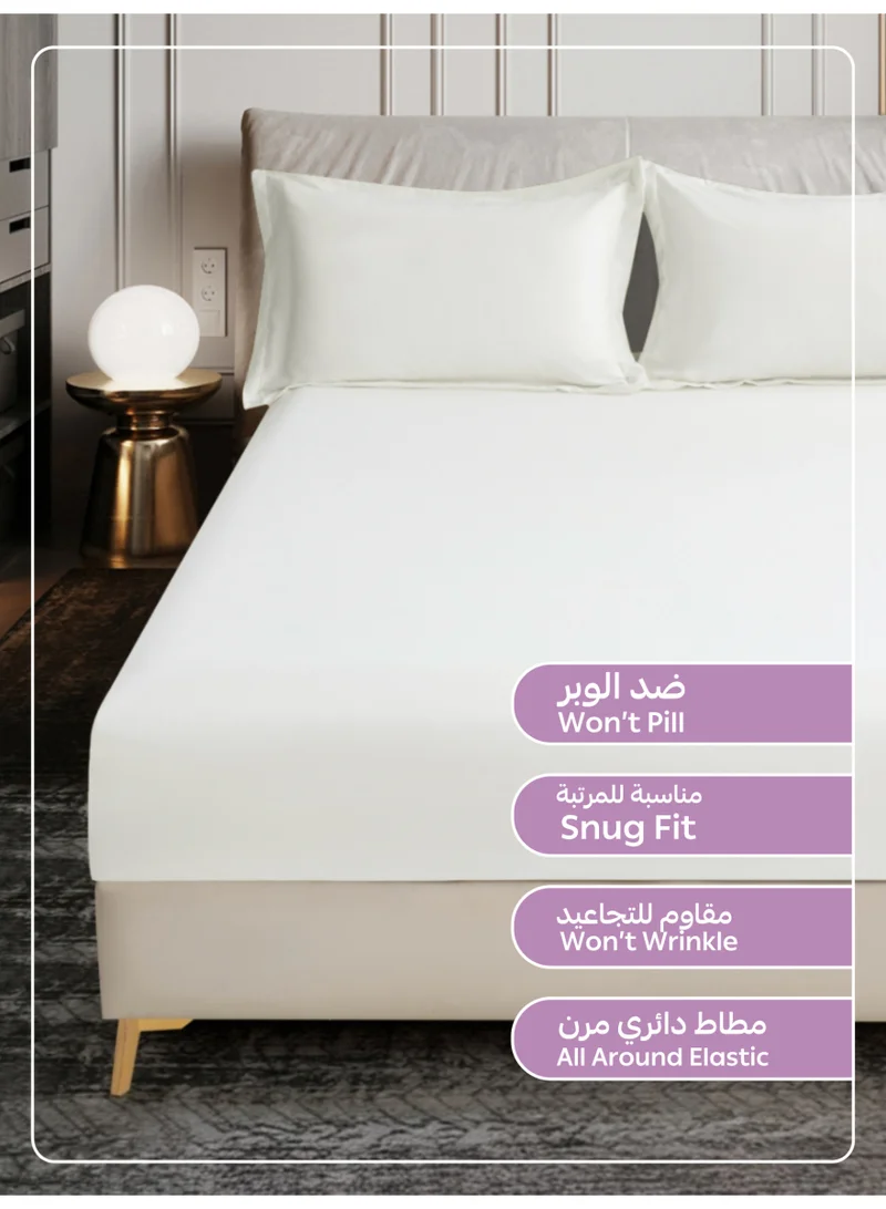Donetella SINGLE (90x200cm) Bedding Fitted Sheet - Fits 90x200 Cm Bed For Single Bed 2 Pcs (1 Fitted Sheet and 1 Pillowcase) - 30 Cm Deep Pocket - Solid Bed Sheet  | Best Price UAE