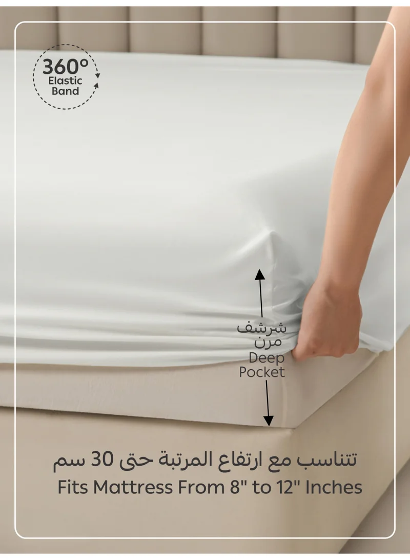 Donetella SINGLE (90x200cm) Bedding Fitted Sheet - Fits 90x200 Cm Bed For Single Bed 2 Pcs (1 Fitted Sheet and 1 Pillowcase) - 30 Cm Deep Pocket - Solid Bed Sheet  | Best Price UAE