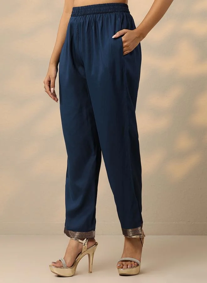 Libas Printed Silk Blend Straight Kurta, Trousers And Dupatta Set
