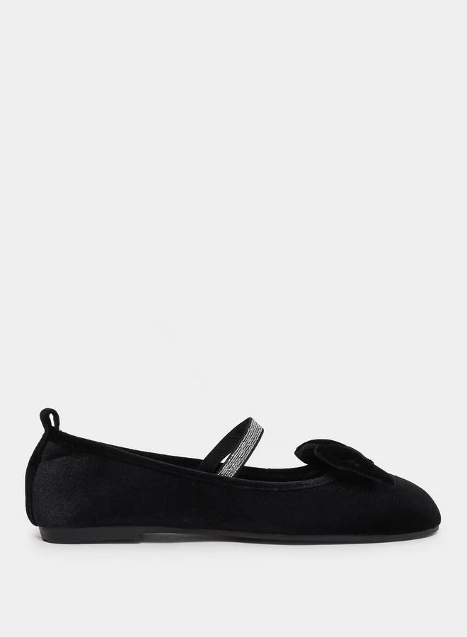 Styli Teens Black Bow Detail Ballet Flats