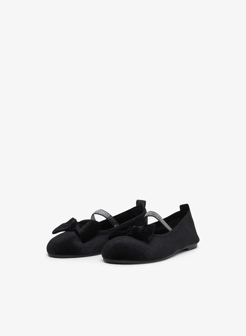 Styli Teens Black Bow Detail Ballet Flats