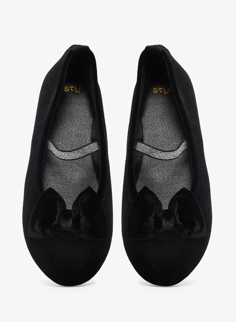 Styli Teens Black Bow Detail Ballet Flats