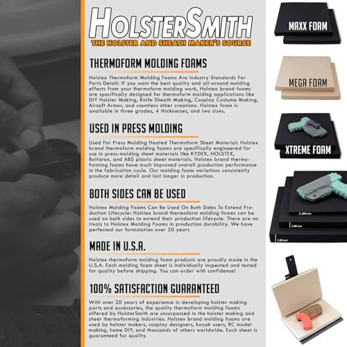 Holstex Thermoform Molding Foam Brand - Maxx Form - USA Made - (8in x 12in x 1in) - (2 Pack) - for KYDEX, Boltaron, ABS Plastic Sheet Molding - Image 5