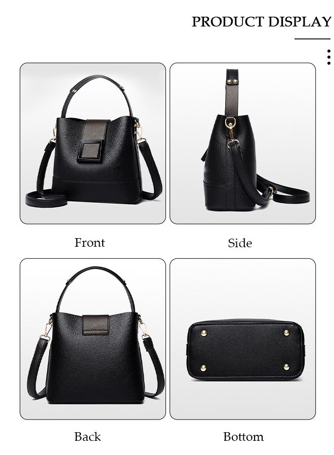 DUNISO Handbag Bucket Bag for Women Faux Leather Large Capacity Anti Theft Crossbody Shoulder Bucket Bag With Detachable Strap - Image 4