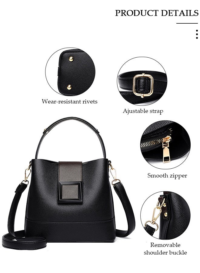 DUNISO Handbag Bucket Bag for Women Faux Leather Large Capacity Anti Theft Crossbody Shoulder Bucket Bag With Detachable Strap - Image 5