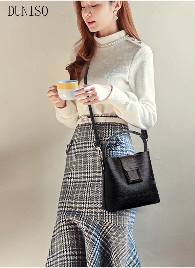 DUNISO - Handbag Bucket Bag for Women Faux Leather Large Capacity Anti Theft Crossbody Shoulder Bucket Bag With Detachable Strap - Image 1