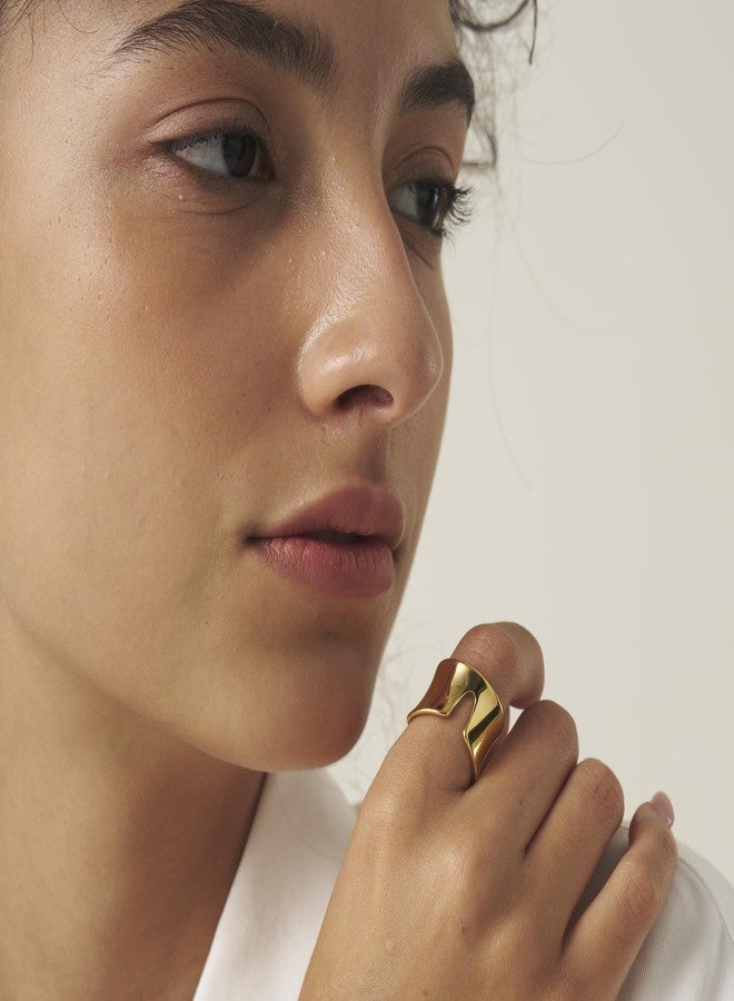 Shapes Studio 18k Yellow Gold Plated Split Ring, Never tarnish, Birthday Gift, Christmas gift (7) - Image 2