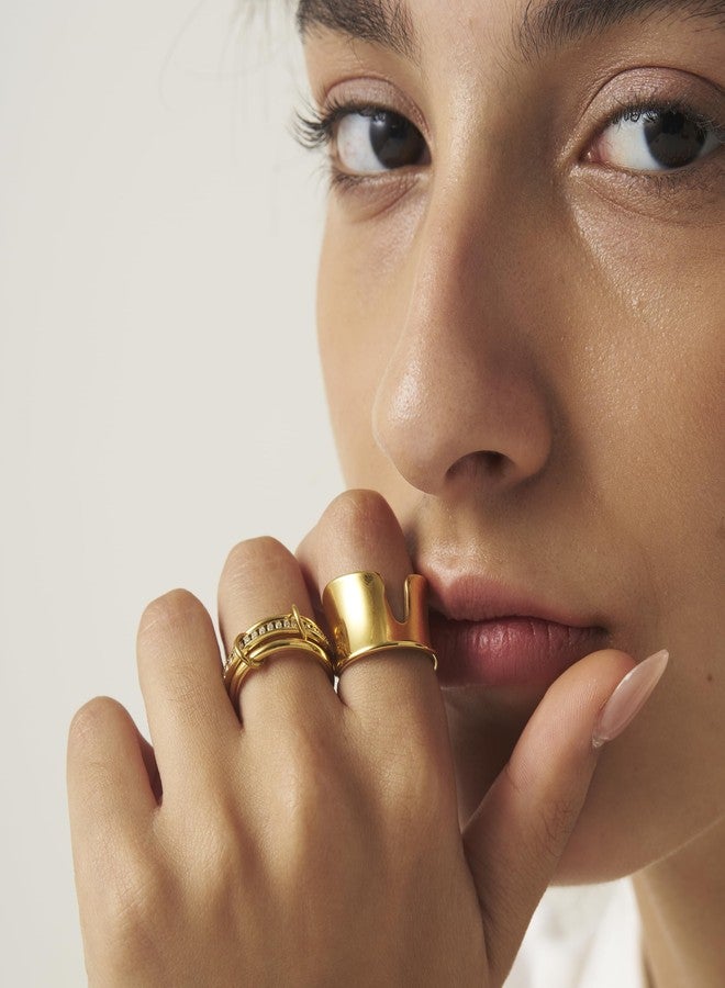 Shapes Studio 18k Yellow Gold Plated Split Ring, Never tarnish, Birthday Gift, Christmas gift (7) - Image 4