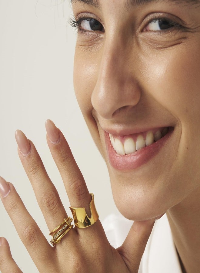 Shapes Studio 18k Yellow Gold Plated Split Ring, Never tarnish, Birthday Gift, Christmas gift (7) - Image 5
