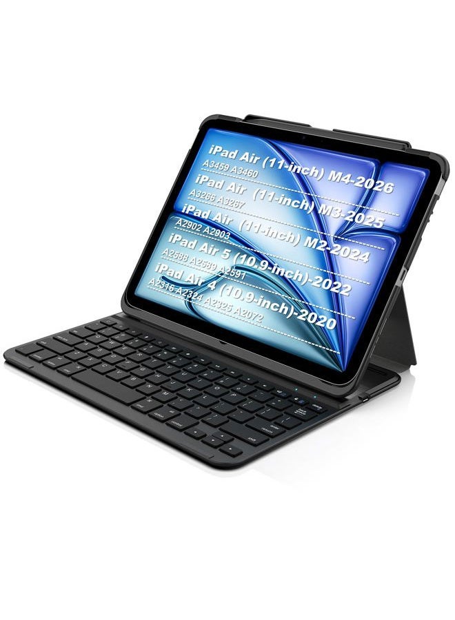 Arteck iPad Air 11-inch/Air 5th 4th Generation Keyboard Case, Bluetooth Keyboard with Folio Full Protection Case for Apple iPad Air 11” M3/M2 (2025/2024), Air 5/Air 4 - Image 1