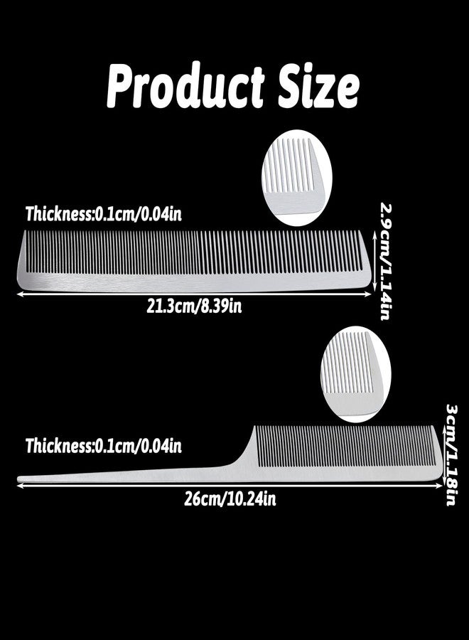 Elegaperma 2pcs metal rat tail comb, Fine Tooth Stainless Steel Rat Tail Comb & Straight Combs, Metal Combs for Hair Women and Men Stylist Detangling Salon Use - Image 4