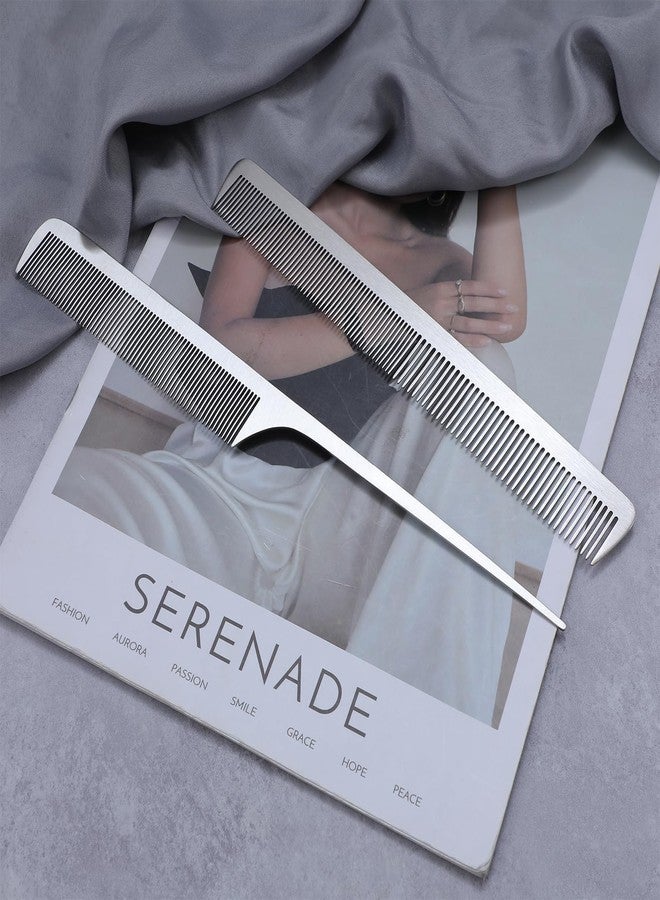 Elegaperma 2pcs metal rat tail comb, Fine Tooth Stainless Steel Rat Tail Comb & Straight Combs, Metal Combs for Hair Women and Men Stylist Detangling Salon Use - Image 3