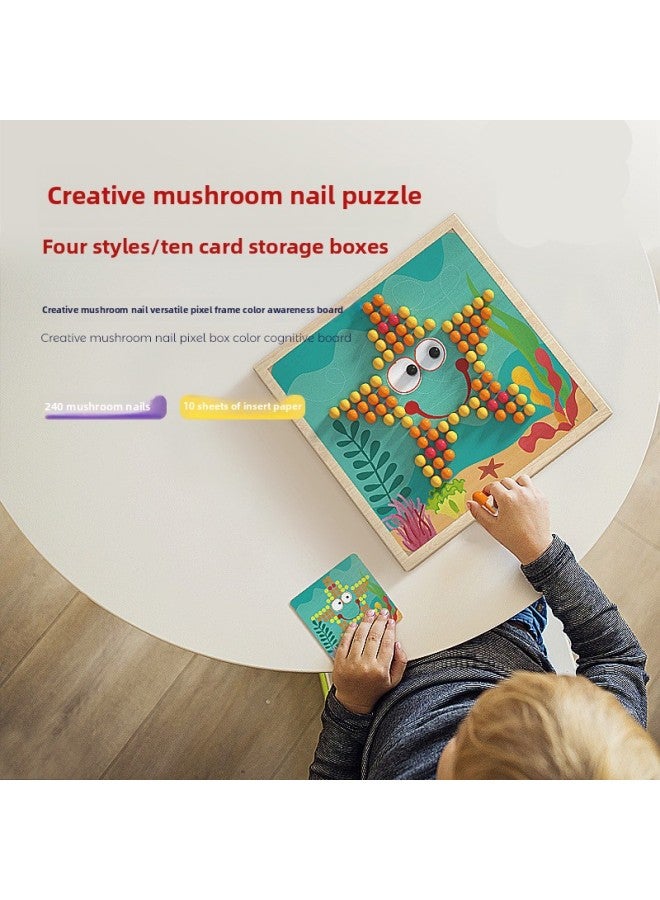 Wooden Mushroom Nail Creative Puzzle Children's Early Education Intellectual Exercise Combination Puzzle Board Toy-Color:Farm Style - Image 3