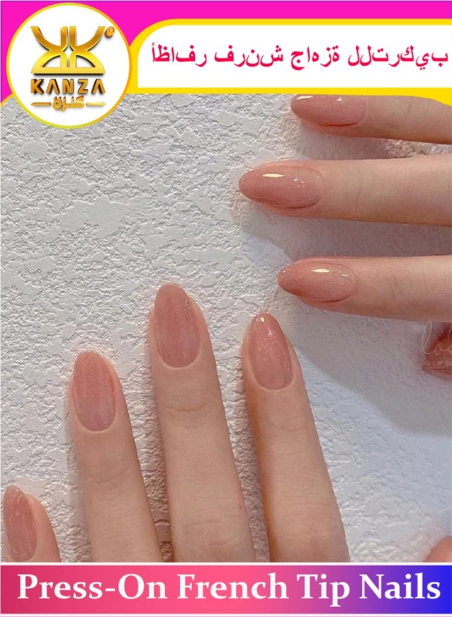 Kanza 24 قطعة أظافر مضغوطة، أظافر مزيفة، مجموعة أظافر مزيفة لملحقات فن الأظافر للنساء والفتيات، أظافر مضغوطة مع ملصقات لاصقة للتطبيق السهل، مجموعة أظافر ملصقة - Image 1