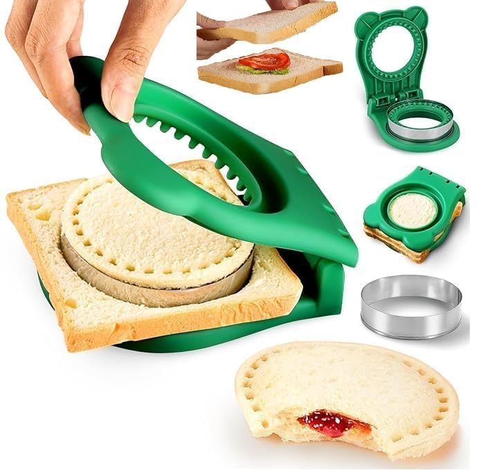 Maplekart Attractive Look Sandwich Cutter and Sealer Set2PCS Breakfast Sandwich Maker Great for Lunchbox and Bento Box Kids Children Boys Girls Homemade Bread Sandwich Maker Molds Circle Square  - Image 1