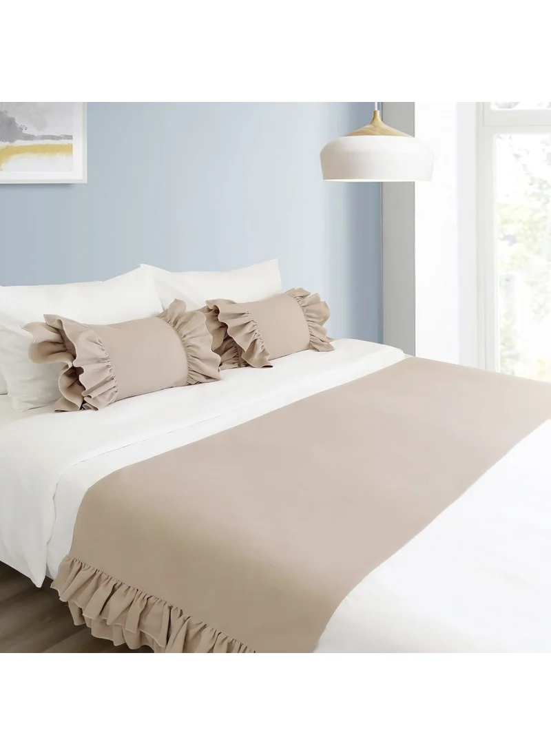 Ritmo Home Bed Runner & Stuffed Throw Pillow Set with Ruffles